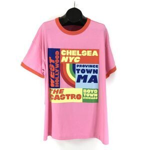 Target Pride Sporty Ringer Patchwork T-Shirt Adult Size 2X Pink LGBTQIA+